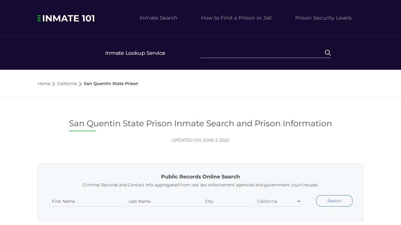 San Quentin State Prison Inmate Search, Visitation, Phone ...